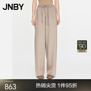 JNBY/江南布衣秋冬休閑直筒褲羊毛呢闊腿長褲寬松通勤5O0E12420 269/綠卡其 S