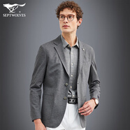 七匹狼西服男秋冬新款凈色混紡針織便西茄克男士商務(wù)小西裝K 003(中灰) 44A/165/84A/M