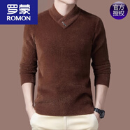羅蒙（ROMON）冬季貂絨毛衣男加絨加厚羊.毛衫男高領(lǐng)韓版水貂毛打底衫 焦糖咖色 180碼建議160-180斤