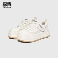 森馬女鞋2025秋季新款百搭女士小白時(shí)尚簡(jiǎn)約板鞋女厚底增高休閑運動(dòng)鞋 米色 35