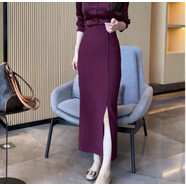 啄木鳥(niǎo)（TUCANO）品牌法式復古氣質(zhì)魚(yú)尾半身裙女春季高腰修身顯瘦側開(kāi)叉性感中長(cháng)包 酒紅色半身裙 L108-118斤