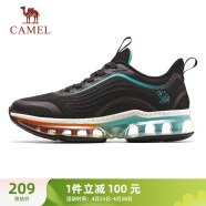 骆驼（CAMEL）全掌气垫鞋男透气减震运动跑步鞋子 X13C39L7033 黑/宝石绿 43