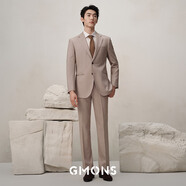 吉約蒙（G·MONS）西服套裝男士商務(wù)抗皺易打理休閑西裝套裝結(jié)婚新郎職業(yè)正裝西裝 燕麥色A版【上衣+褲子】C0773 50