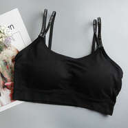 哚芊姿 美背無(wú)鋼圈學(xué)生文胸高中初中生運動(dòng)少女光韓版內衣抹胸 兩件裝：黑色+黑色 均碼 建議70-110斤左右