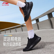 李寧（LI-NING）女鞋輕羽跑步鞋女鞋夏季新款防滑耐磨反光基礎(chǔ)跑鞋休閑運動鞋鞋子 黑色 37