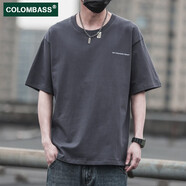 Colombass重磅純棉短袖T恤男士夏季新款日系潮牌ins潮流寬松體恤上衣 鐵灰色(精梳棉升級(jí)款) S/165(建議80-105斤)