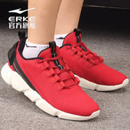 鴻星爾克（ERKE）跑步鞋男鞋輕便網(wǎng)面透氣網(wǎng)面鞋運(yùn)動(dòng)戶外軟底跑鞋飛織休閑旅游鞋 大紅/正黑 40