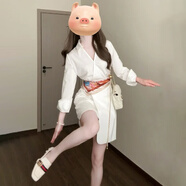 天啟世紀簡單大方得體白色襯衫連衣裙子女夏通勤氣質(zhì)V領(lǐng)收腰短裙 【奶油白】(配絲巾)[收腰顯瘦/冷 M 45/55kg