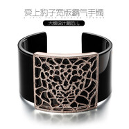 黛若歐美縷空夸張女士手鐲鍍玫瑰金個(gè)性寬面黑色潮人雙層手環(huán)個(gè)性 時(shí)尚金