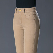 黛姿茹純棉直筒休閑褲女春季2026新款女裝百搭寬松高腰顯瘦大碼中年女褲 卡其色 L (28) 【推薦100-110斤】