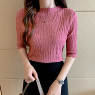 Radinka2025春秋新款打底衫毛衣女半高領(lǐng)洋氣修身短款上衣內搭針織衫TXT 926#中袖 玫紅 XL 【建議120-135斤】