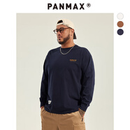 潘·麥克斯（PANMAX）PANMAX大碼純棉打底衫加大垂墜感色長袖T恤衫加大百搭大碼男裝 海軍藍 2XL