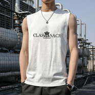 冬霧夏季新款無(wú)袖t恤男潮流寬松健身運動(dòng)背心青少年帥氣百搭 白色無(wú)袖(CL) M_(90-110斤)