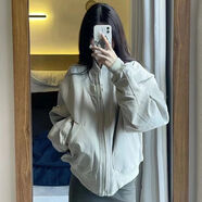 VEOX美式復古小眾不規(guī)則高級感飛行服外套女春秋寬松棒球服工裝夾克女 灰色 高質(zhì)量(春秋加強版) L 建議115-130斤