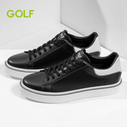 高爾夫（GOLF）男鞋百搭時尚牛皮小白鞋男透氣舒適學(xué)生潮流板鞋厚底增高休閑鞋 黑色 41