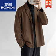 羅蒙（ROMON）毛呢西裝外套男秋冬高級感冬季休閑西服韓版寬松加厚短款呢子大衣 咖色毛呢西服 2XL