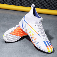 回力瑞斷碼兒童鞋斷碼品牌C羅梅西X19透氣刺客15足球鞋兒童男女長釘碎釘 169高幫炫彩白碎釘 37 標準運動鞋碼