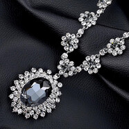 飾世美項鏈女款夸張復古閃鉆短款百搭毛衣鏈女高級感2025新款氣質(zhì)配飾 槍灰色花樣年華項鏈