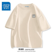 真維斯（Jeanswest）青少年港風(fēng)t恤男女短袖夏季純棉高支數(shù)寬松情侶ins潮流半袖體恤JR 淺米（灰色卡通） XL 【適合130-160斤】