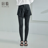 日著(zhù)（rizhuo）原創(chuàng  )設計女褲2024夏季新款小眾別致白色牛仔褲顯瘦小個(gè)子短褲 黑色 S
