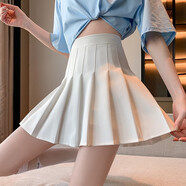 蘿美醬百褶裙女夏季短裙jk制服小裙子學(xué)院風(fēng)高腰春秋a字半身裙小個(gè)子 白色常規款（抗皺西裝面料） L 【建議105-115斤】