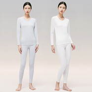 凱蘭城（careloocity）秋衣秋褲男/女士套裝保暖內衣男/女全棉純棉薄款線(xiàn)衣線(xiàn)褲打底衫女 【2套裝】女士-淺麻灰+奶白 XL