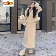 初徑小香風(fēng)加絨加厚長(cháng)袖外套半身裙2025冬季新款時(shí)尚兩件套氣質(zhì)淑女潮 套裝 S (建議80-95斤)