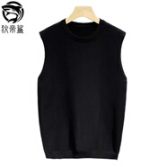 狄帝鯊（DIDISHA）無(wú)袖毛衣背心男打底衫2025年秋冬新款圓領(lǐng)針織韓版重磅寬肩馬甲男 黑色 3XL