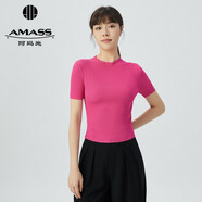 阿瑪施（AMASS）女裝新款簡(jiǎn)約百搭圓領(lǐng)短袖針織T恤衫女5399601 桃紅 S (2碼)