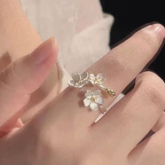 戴巖簡(jiǎn)約立體花朵戒指女甜美小眾設計高級感開(kāi)口可調節食指戒指尾戒 三花朵戒指【1只】