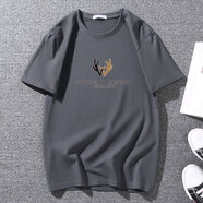 佐攸穿新款短袖T恤胖子加肥加大純棉圓領(lǐng)半截袖打底衫 鹿角鐵灰 6XL 230-250斤