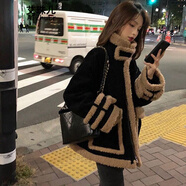 艾珠兒燈芯絨羊羔毛外套女2026冬季新款韓版寬松加厚百搭羊羔絨外套短款 圖片色 S