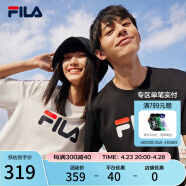 斐乐（FILA）官方情侣短袖T恤男女装夏季经典LOGO圆领运动套头衫纯棉宽松上衣 缟玛瑙黑-BK 160/84A/XS