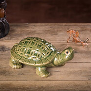 美吔陶瓷金錢(qián)龜大號(hào)石墨龜烏龜家居裝飾擺件假山魚(yú)缸造景擺件包郵 4寸綠色13*8*6cm