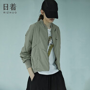 日著（rizhuo）日著原創(chuàng)設(shè)計女裝2025秋新款城市輕戶外棒球服飛行員夾克短外套 風(fēng)吟綠 XL