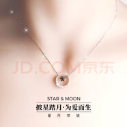 洛希曼項鏈女鑲鉆首飾吊墜鎖骨生日禮物送女朋友老婆【免費刻字】 【刻字】+豪華禮盒+星月項鏈