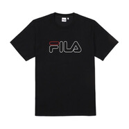 Fila韓國(guó)斐樂(lè)T恤男士夏季運(yùn)動(dòng)休閑打底印花圓領(lǐng)短袖 情侶裝同款上衣 RSF2102黑色(男女同款) XL /105（建議75-85kg）