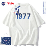 NASA GISSNASA官網(wǎng)聯(lián)名夏季t恤男2022新款潮牌情侶卡通小熊印花短袖T恤男 NA1977白色 4XL  建議200-230斤