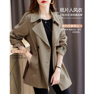 德瑪納【西裝領(lǐng)直筒風(fēng)衣】春秋直筒長(cháng)袖雙排扣口袋風(fēng)衣女中長(cháng)款