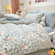 阿芙豆 純棉小清新床上四件套全棉高支高密被套家用學(xué)生宿舍碎花套件 倩影 1.5/1.8床(適合200*230CM被芯)