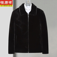 恒源祥貂皮外套男翻領(lǐng)整貂皮衣冬季連帽青年雕衣仿水貂毛皮草金貂絨大衣 黑色【翻】 2XL【建議120-140斤】