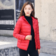 Maknyoor羽絨服女秋冬季新款輕薄連帽短款白鴨絨外套官方旗店 大紅 M