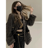 燕潯韓式chic小香風(fēng)短外套女秋冬季加厚灰色氣質(zhì)歐貨夾克上衣 圖片色 M (建議90-100斤)