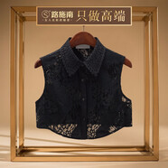 路施南蕾絲花邊假領(lǐng)子女款百搭白色時(shí)尚鏤空尖領(lǐng)棉質(zhì)打底假襯衫假衣領(lǐng) 黑色 L868 XL