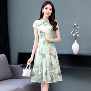 楚馨改良版高考旗袍連衣裙女2026夏季新款女裝修身中國風(fēng)中長(cháng)裙漢服女 古典蘭 M