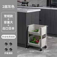 ULKNN廚房蔬菜置物架收納筐落地式多層塑料家用大全用品菜架菜籃子架子 北歐灰色2格