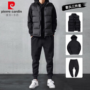 皮爾卡丹 衛(wèi)衣套裝男士秋冬兩件套男裝韓版潮流百搭寬松運動休閑服飾 馬甲套三件套-薄款 2XL
