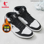 宰摟男鞋加絨高幫板鞋保暖棉鞋皮革面減震休閑運動(dòng)鞋子 白色黑色加絨 41 41