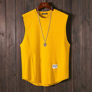 尡韻背心男潮牌背心男士夏季坎肩潮流運動(dòng)休閑潮牌學(xué)生無(wú)袖上衣 黃色 L