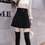 詩(shī)蘭倫薩（SHILANLUNSA） 百褶裙女韓版A字學(xué)院風(fēng)學(xué)生半身裙高腰春秋冬季網(wǎng)球裙短裙子 黑色 有內襯 2XL碼【135-150斤】